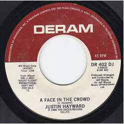 Justin Hayward A Face In The Crowd USED VINYL 7INCH 45 RPM PROMO STYRENE