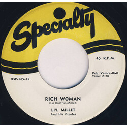 Li'L Millet & His Creoles Rich Woman / Hopeless Love USED VINYL 7INCH 45 RPM REISSUE