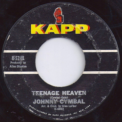 Johnny Cymbal Teenage Heaven / Cinderella Baby Vinyl 7" USED
