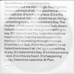 David Bowie Valentine's Day Vinyl 7" USED