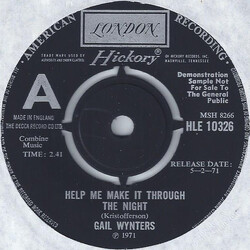 Gail Wynters Help Me Make It Through The Night USED VINYL 7INCH 45 RPM SINGLE PROMO