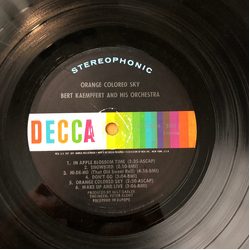 Bert Kaempfert & His Orchestra Orange Colored Sky Vinyl LP USED