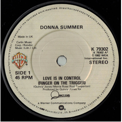 Donna Summer Love Is In Control (Finger On The Trigger) Vinyl 7" USED