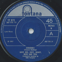Dave Dee, Dozy, Beaky, Mick & Tich Zabadak! Vinyl 7" USED
