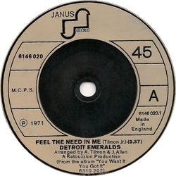 Detroit Emeralds Feel The Need In Me Vinyl 7" USED