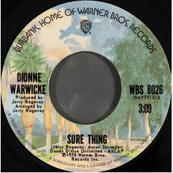 Dionne Warwick Sure Thing / Who Knows Vinyl 7" USED