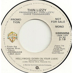 Thin Lizzy Hollywood (Down On Your Luck) USED VINYL 7INCH 45 RPM SINGLE PROMO STEREO MONO