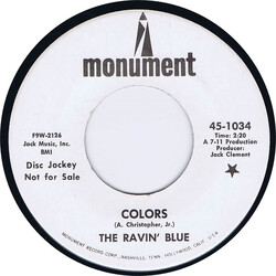 Ravin' Blue Colors USED VINYL 7INCH 45 RPM SINGLE PROMO