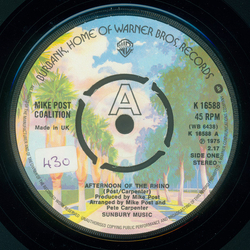 The Mike Post Coalition Afternoon Of The Rhino Vinyl 7" USED