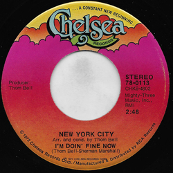 New York City I'm Doin' Fine Now Vinyl 7" USED