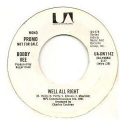 Bobby Vee Well All Right USED VINYL 7INCH 45 RPM PROMO