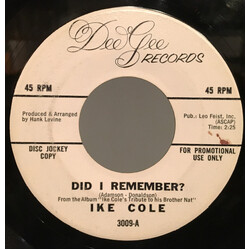 Ike Cole Did I Remember? / My Blue Heaven Vinyl 7" USED