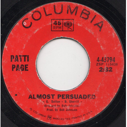 Patti Page Almost Persuaded / It's The World Outside Vinyl 7" USED