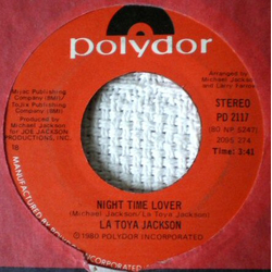 La Toya Jackson Night Time Lover Vinyl 7" USED