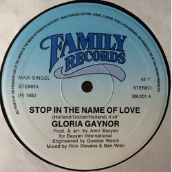 Gloria Gaynor Stop In The Name Of Love Vinyl 12" USED