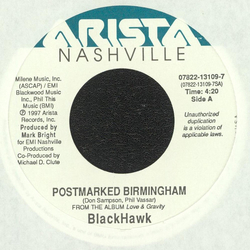 BlackHawk Postmarked Birmingham Vinyl 7" USED