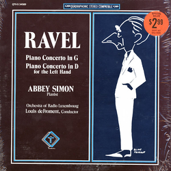 Maurice Ravel / Abbey Simon / Orchestra Of Radio Luxembourg / Louis De Froment Piano Concerto In G / Piano Concerto In D For The Left Hand Vinyl LP US
