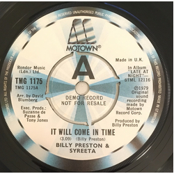 Billy Preston / Syreeta It Will Come In Time Vinyl 7" USED