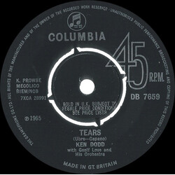 Ken Dodd / Geoff Love & His Orchestra Tears USED VINYL 7INCH 45 RPM SINGLE
