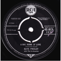 Elvis Presley / The Jordanaires A Big Hunk O' Love / My Wish Came True Vinyl 7" USED