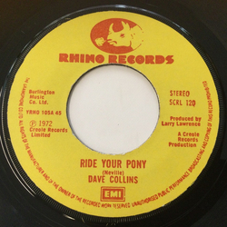 Dave Collins (3) Ride Your Pony Vinyl 7" USED