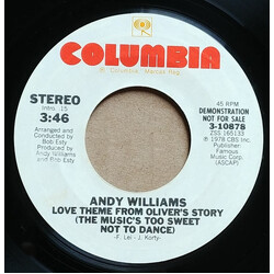 Andy Williams Love Theme From Oliver's Story (The Music's Too Sweet Not To Dance) USED VINYL 7INCH 45 RPM PROMO STEREO MONO