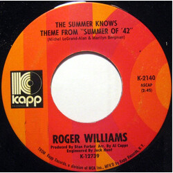 Roger Williams (2) The Summer Knows (Theme From "Summer Of '42") / Your Song USED VINYL 7INCH SINGLE 45 RPM