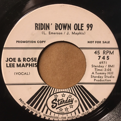 Joe & Rose Lee Maphis Ridin' Down Ole 99 Vinyl 7" USED