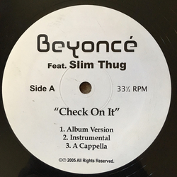 Beyonce / Slim Thug Check On It Vinyl 12" USED