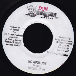Beenie Man No Apology Vinyl 7" USED