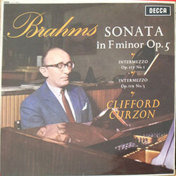 Johannes Brahms / Clifford Curzon Sonata In F Minor Op. 5 / Intermezzo Op. 117 No. 1 / Intermezzo Op. 119 No.3 Vinyl LP USED