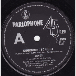 Wings US Goodnight Tonight Vinyl 7" USED