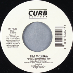 Tim McGraw Please Remember Me Vinyl 7" USED