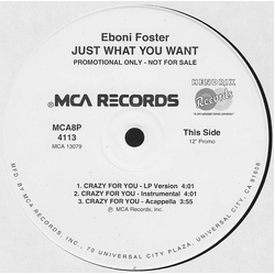 Eboni Foster Crazy For You / Just What You Want Vinyl 12" USED