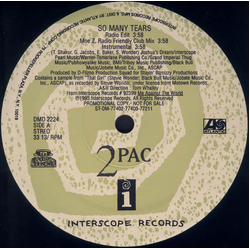 2Pac So Many Tears Vinyl 12" USED