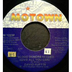 David Ruffin Blood Donors Needed / Go On With Your Bad Self Vinyl 7" USED