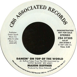 Mason Ruffner Dancin' On Top Of The World USED VINYL 7INCH 45 RPM PROMO