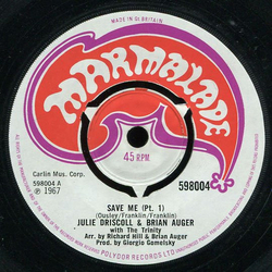 Julie Driscoll, Brian Auger & The Trinity Save Me Vinyl 7" USED