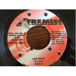 Sizzla Live Right USED VINYL 7INCH 45 RPM