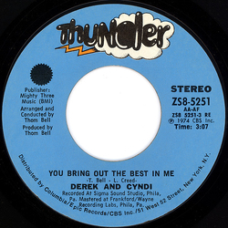 Derek & Cyndi You Bring Out The Best In Me Vinyl 7" USED