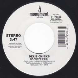 Dixie Chicks Goodbye Earl Vinyl 7" USED