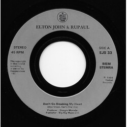 Elton John / RuPaul Don't Go Breaking My Heart USED VINYL 7INCH 45 RPM SINGLE JUKEBOX