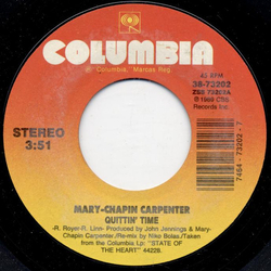 Mary Chapin Carpenter Quittin' Time Vinyl 7" USED