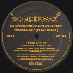 DJ Spinna / Shaun Escoffery Music In Me (Blaze Remix) Vinyl 12" USED