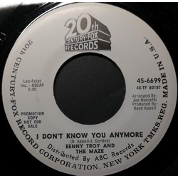 Benny Troy I Don't Know You Anymore / Things Are Lookin' Better Vinyl 7" USED