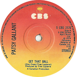 Patsy Gallant Get That Ball Vinyl 7" USED