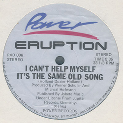 Eruption Germany I Can't Help Myself / It's The Same Old Song Vinyl 12" USED