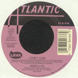 Angela Via I Don't Care / A Good Time Vinyl 7" USED
