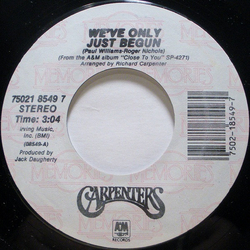 Carpenters We've Only Just Begun / For All We Know Vinyl 7" USED