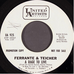 Ferrante & Teicher A Rage To Live / Debutante Waltz USED VINYL 7INCH 45 RPM PROMO STYRENE MONO